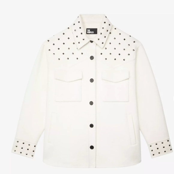 NWT The Kooples White Studded Jacket Shacket | Size EU 2 / US M - Picture 11 of 13